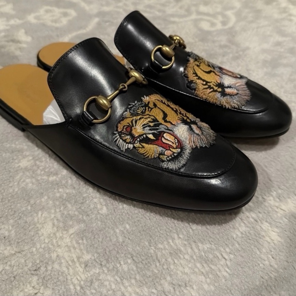 NWT Gucci King Tiger Princetown Mules